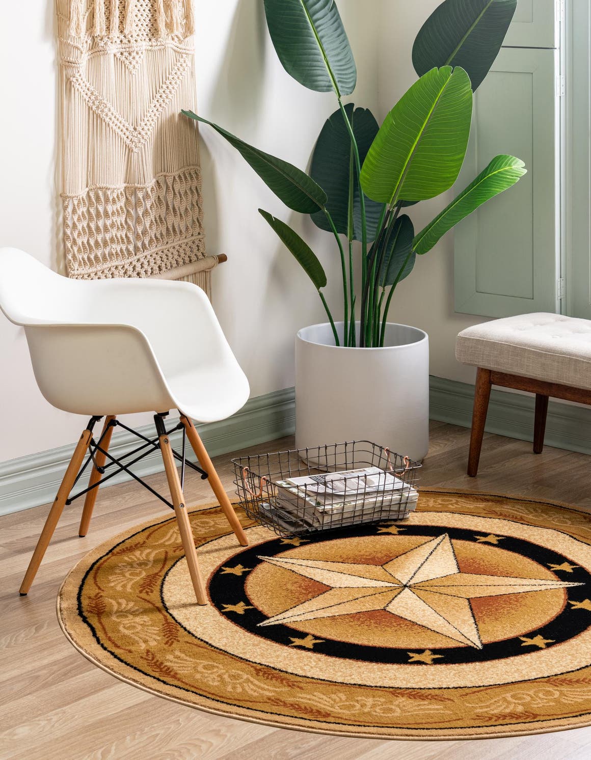 Ivory Brown 4' 1 x 4' 1 Pioneer Round Area Rug