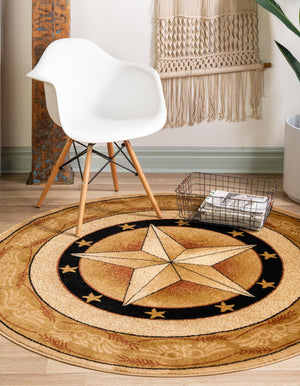 Ivory Brown 5' 3 x 5' 3 Pioneer Round Area Rug