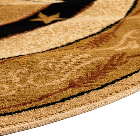 Ivory Brown 4' 1 x 4' 1 Pioneer Round Area Rug Classic Southwestern Motif Durable Stain Resistant Easy Clean Carpet for Traditional Interior Decor for Sale at Rug Engine