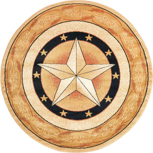 Ivory Brown 5' 3 x 5' 3 Pioneer Round Area Rug