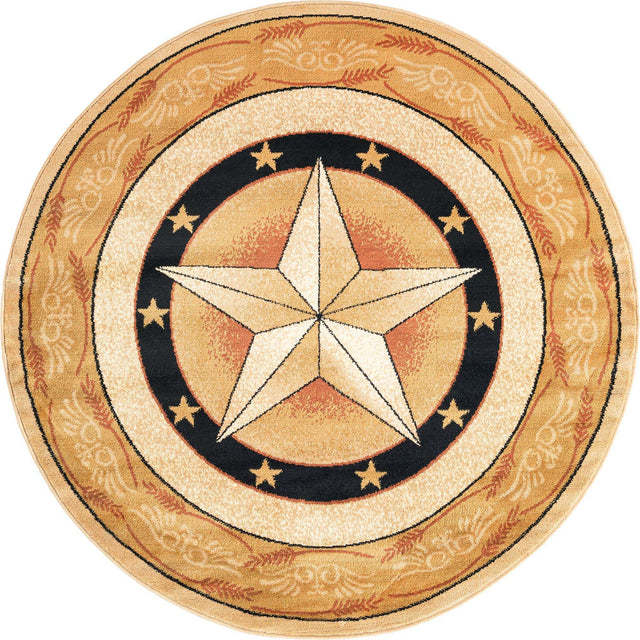 Ivory Brown 5' 3 x 5' 3 Pioneer Round Area Rug