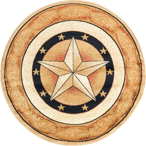 Ivory Brown 4' 1 x 4' 1 Pioneer Round Area Rug