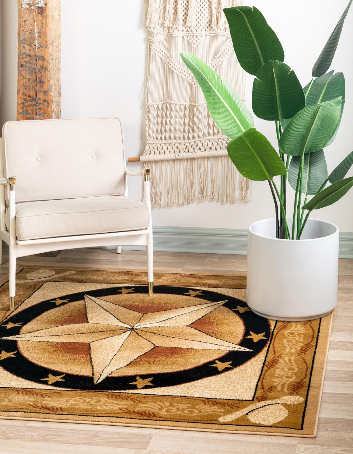 Ivory Brown 7' 10 x 7' 10 Pioneer Square Area Rug