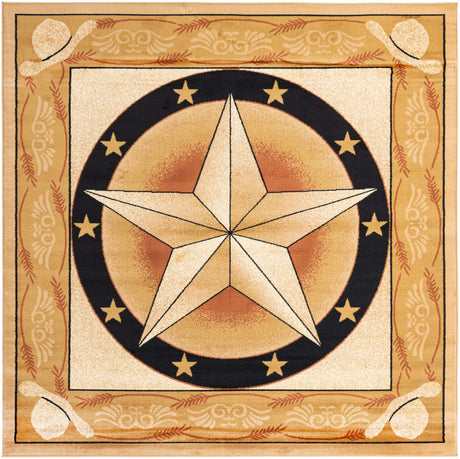 Ivory Brown 7' 10 x 7' 10 Pioneer Square Area Rug