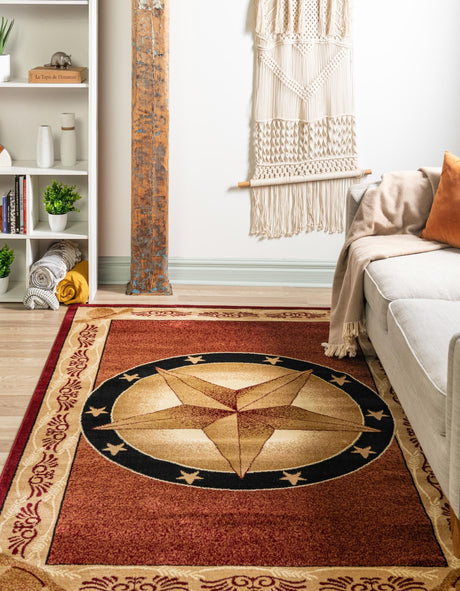 Red 9' x 12' Pioneer Rectangle Area Rug Classic Southwestern Motif Durable Stain Resistant Easy Clean Carpet for Traditional Interior Decor for Sale at Rug Engine