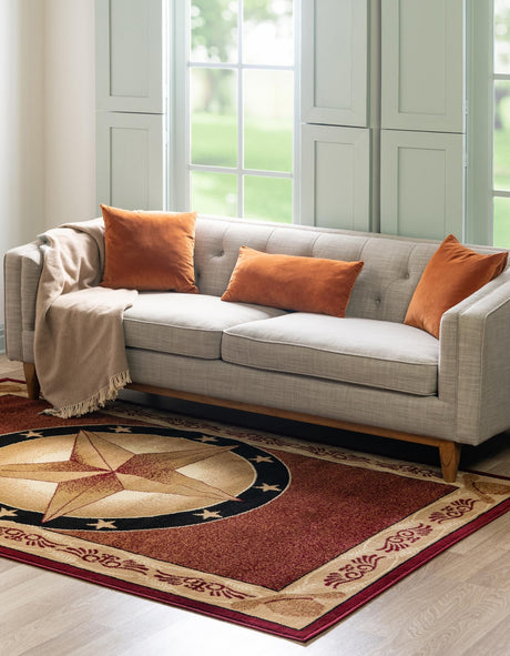 Red 9' x 12' Pioneer Rectangle Area Rug Classic Southwestern Motif Durable Stain Resistant Easy Clean Carpet for Traditional Interior Decor for Sale at Rug Engine