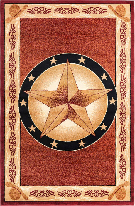 Red 5' 3 x 8' Pioneer Rectangle Area Rug