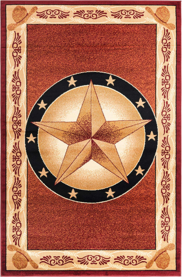 Red 5' 3 x 8' Pioneer Rectangle Area Rug