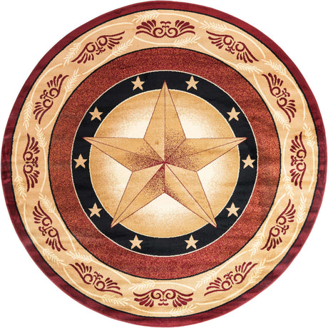 Red 7' 10 x 7' 10 Pioneer Round Area Rug