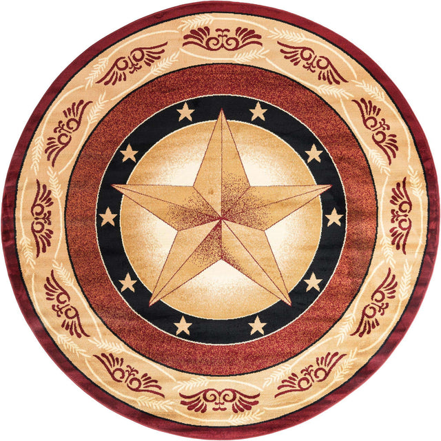 Red 7' 10 x 7' 10 Pioneer Round Area Rug