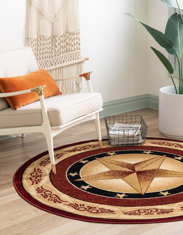 Red 5' 3 x 5' 3 Pioneer Round Area Rug