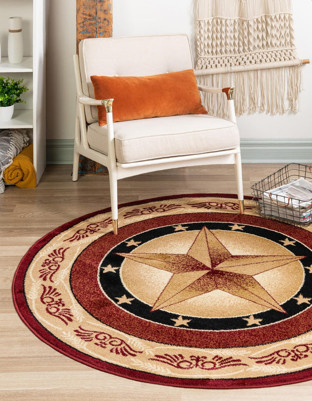 Red 4' 1 x 4' 1 Pioneer Round Area Rug