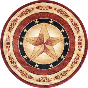 Red 5' 3 x 5' 3 Pioneer Round Area Rug