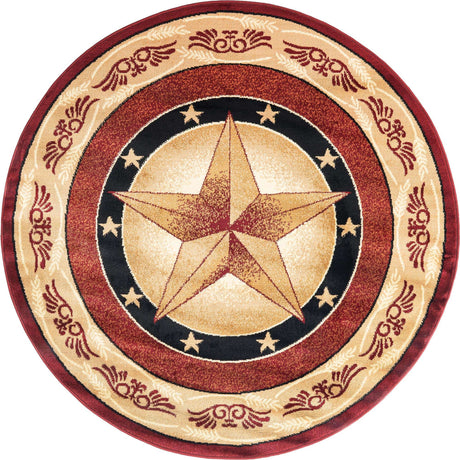 Red 5' 3 x 5' 3 Pioneer Round Area Rug