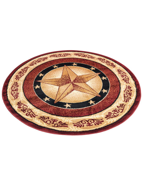 Red 4' 1 x 4' 1 Pioneer Round Area Rug Classic Southwestern Motif Durable Stain Resistant Easy Clean Carpet for Traditional Interior Decor for Sale at Rug Engine