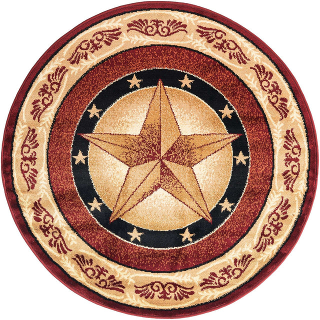 Red 4' 1 x 4' 1 Pioneer Round Area Rug