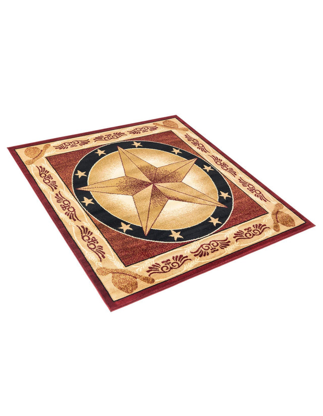 Red 5' 3 x 5' 3 Pioneer Square Area Rug