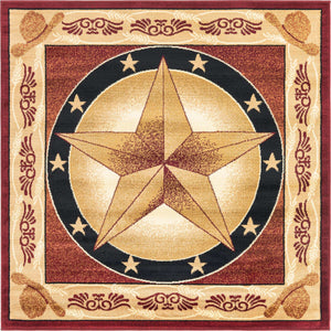 Red 5' 3 x 5' 3 Pioneer Square Area Rug