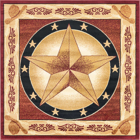 Red 5' 3 x 5' 3 Pioneer Square Area Rug