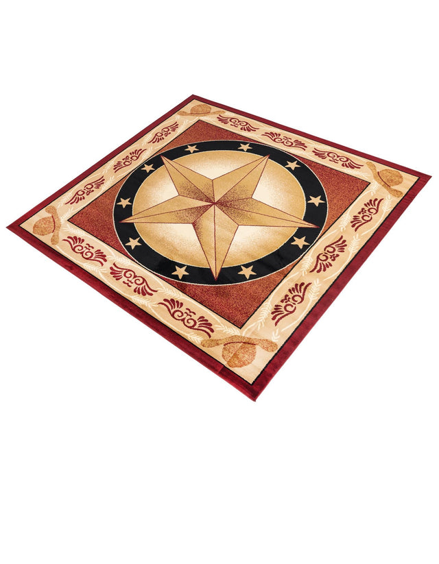 Red 7' 10 x 7' 10 Pioneer Square Area Rug