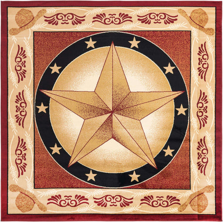 Red 7' 10 x 7' 10 Pioneer Square Area Rug