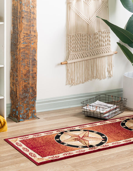 Red 2' x 10' Pioneer Runner Area Rug Classic Southwestern Motif Durable Stain Resistant Easy Clean Carpet for Traditional Interior Decor for Sale at Rug Engine