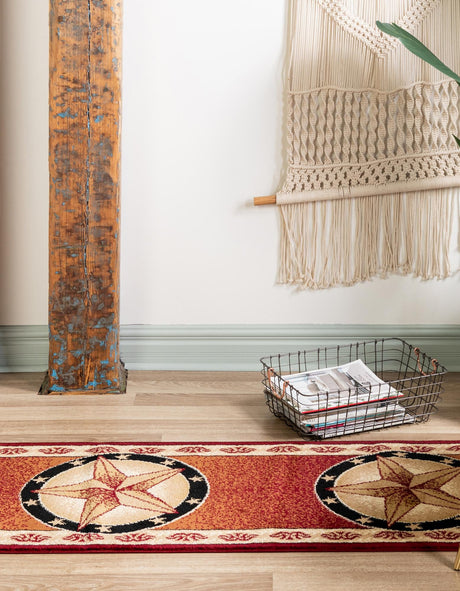 Red 2' x 10' Pioneer Runner Area Rug Classic Southwestern Motif Durable Stain Resistant Easy Clean Carpet for Traditional Interior Decor for Sale at Rug Engine