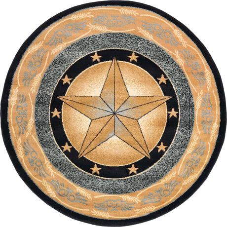 Blue 7' 10 x 7' 10 Pioneer Round Area Rug