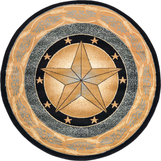 Blue 7' 10 x 7' 10 Pioneer Round Area Rug