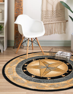 Blue 7' 10 x 7' 10 Pioneer Round Area Rug