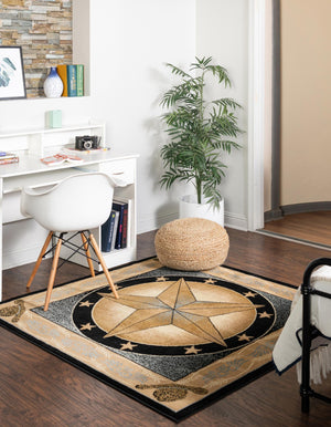 Blue 5' 3 x 5' 3 Pioneer Square Area Rug