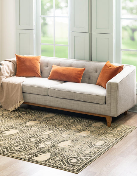 Green 9' x 12' Pioneer Rectangle Area Rug Classic Southwestern Motif Durable Stain Resistant Easy Clean Carpet for Traditional Interior Decor for Sale at Rug Engine