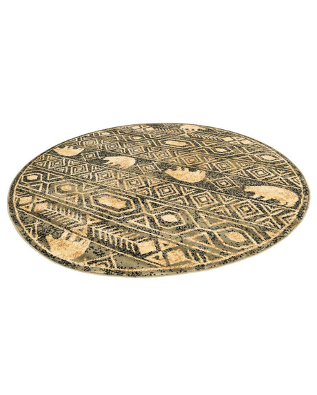 Green 5' 3 x 5' 3 Pioneer Round Area Rug Classic Southwestern Motif Durable Stain Resistant Easy Clean Carpet for Traditional Interior Decor for Sale at Rug Engine