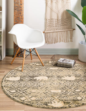 Green 5' 3 x 5' 3 Pioneer Round Area Rug