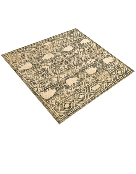 Green 7' 10 x 7' 10 Pioneer Square Area Rug Classic Southwestern Motif Durable Stain Resistant Easy Clean Carpet for Traditional Interior Decor for Sale at Rug Engine