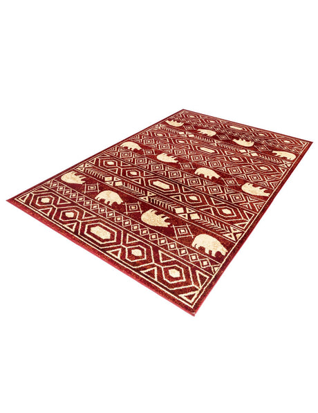 Red 5' 3 x 8' Pioneer Rectangle Area Rug Classic Southwestern Motif Durable Stain Resistant Easy Clean Carpet for Traditional Interior Decor for Sale at Rug Engine