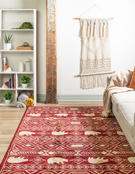 Red 10' x 14' 1 Pioneer Rectangle Area Rug Classic Southwestern Motif Durable Stain Resistant Easy Clean Carpet for Traditional Interior Decor for Sale at Rug Engine