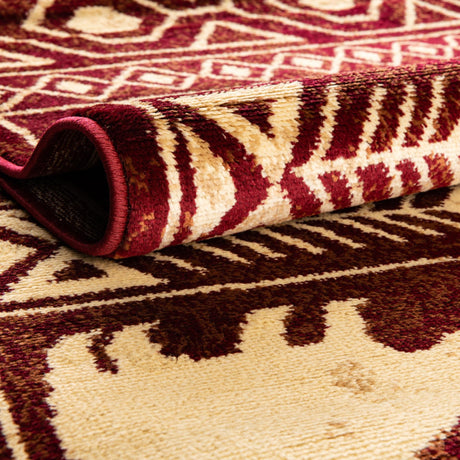 Red 5' 3 x 8' Pioneer Rectangle Area Rug Classic Southwestern Motif Durable Stain Resistant Easy Clean Carpet for Traditional Interior Decor for Sale at Rug Engine