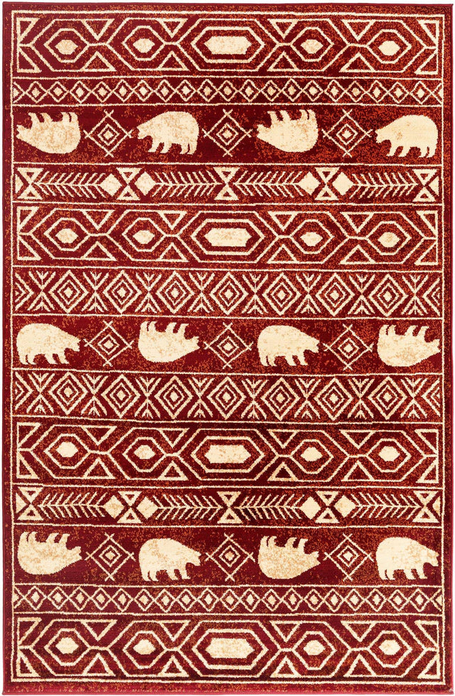Red 5' 3 x 8' Pioneer Rectangle Area Rug