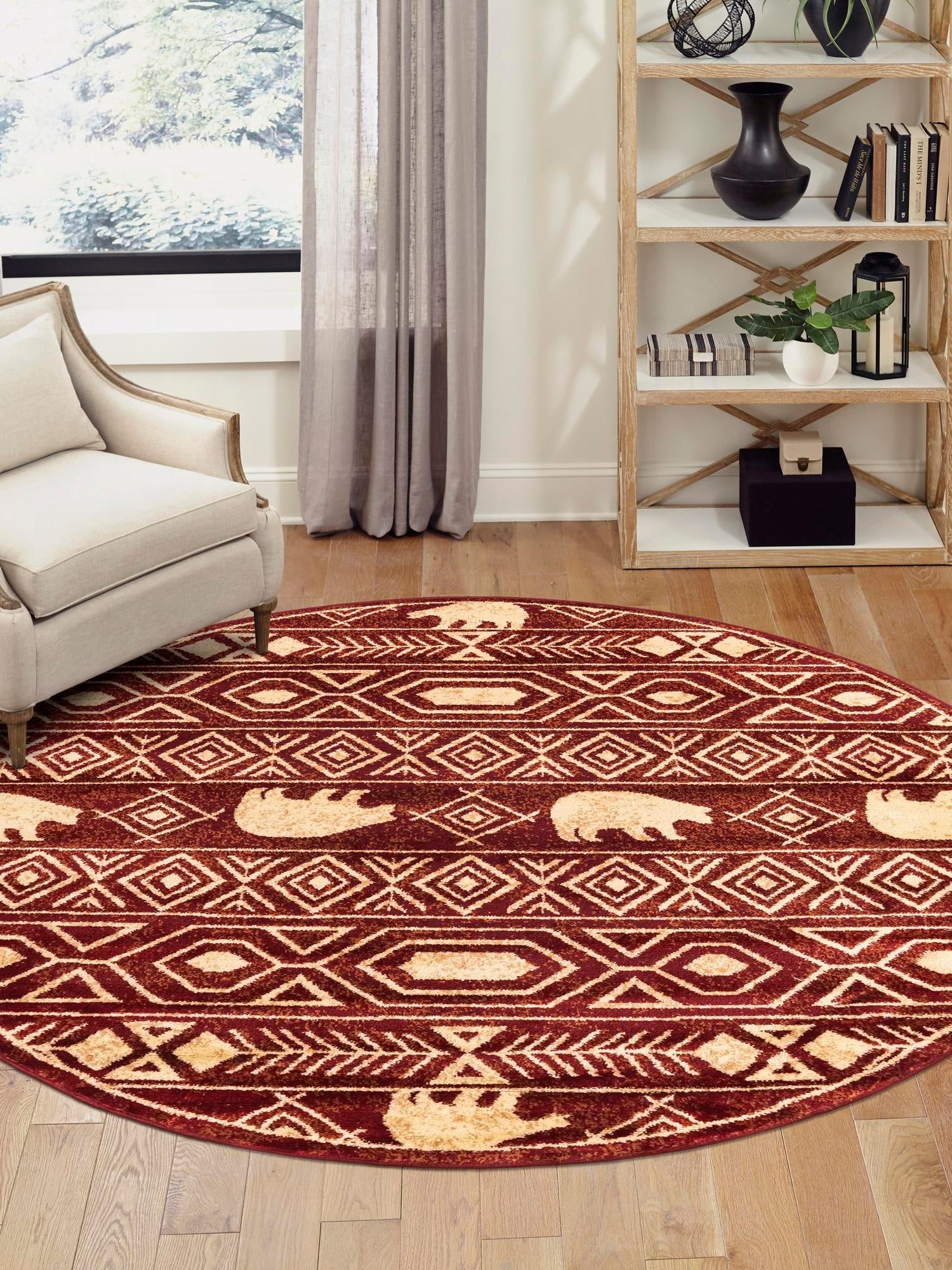Red 4' 1 x 4' 1 Pioneer Round Area Rug