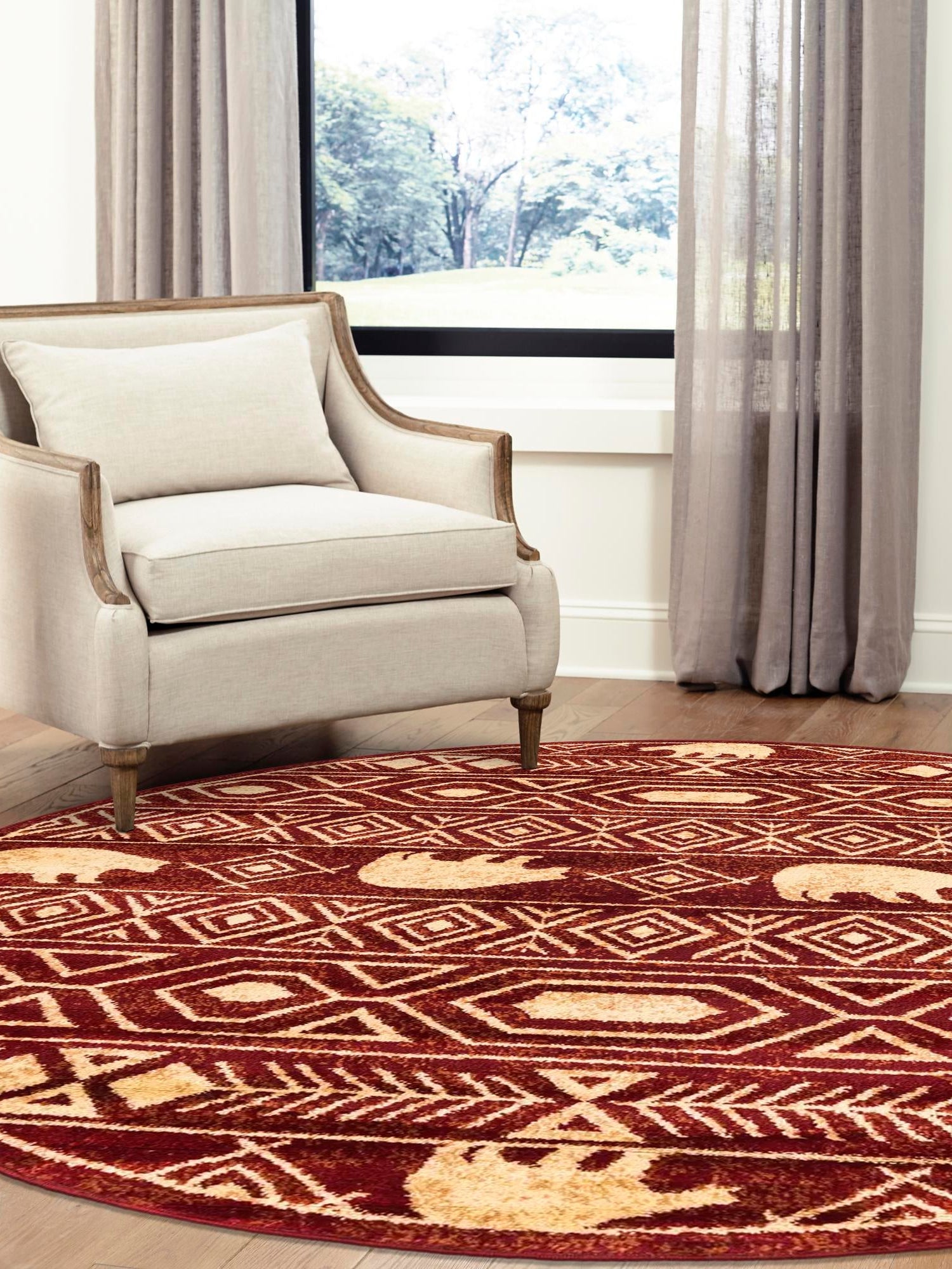 Red 4' 1 x 4' 1 Pioneer Round Area Rug