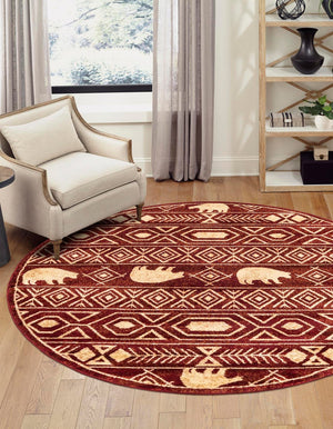 Red 7' 10 x 7' 10 Pioneer Round Area Rug