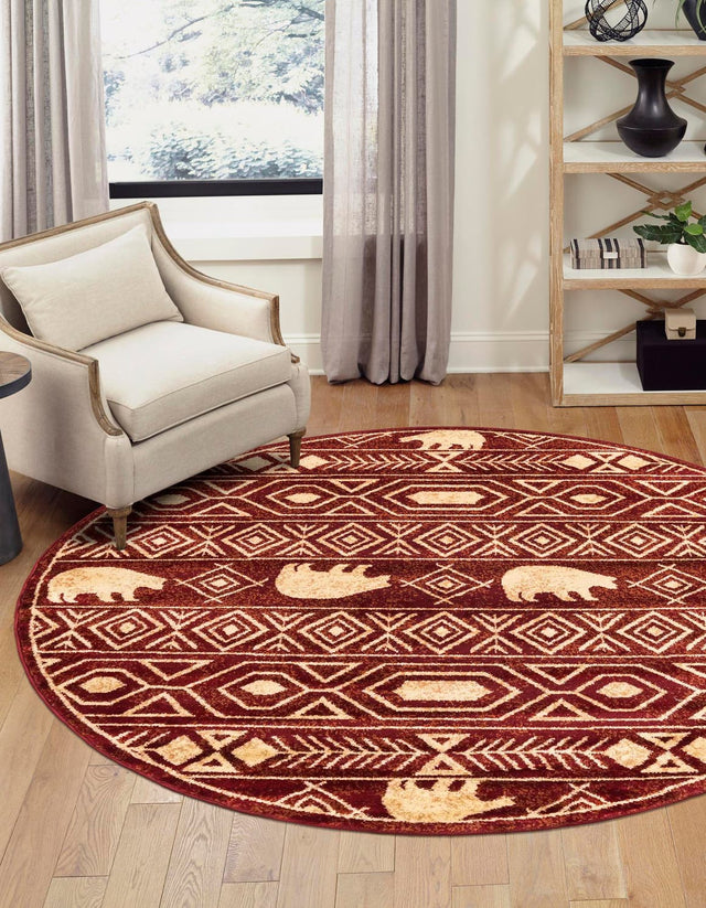 Red 7' 10 x 7' 10 Pioneer Round Area Rug