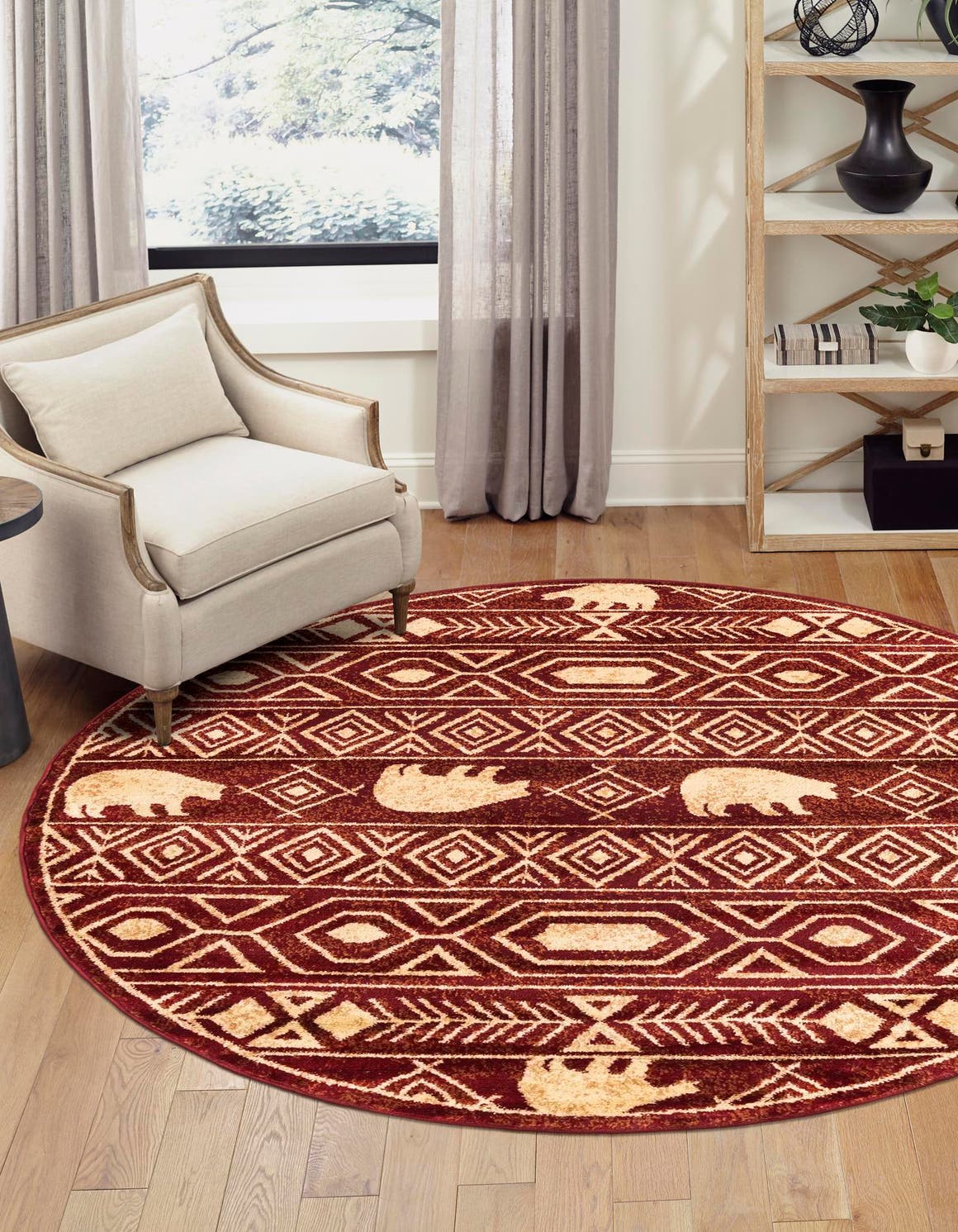 Red 4' 1 x 4' 1 Pioneer Round Area Rug