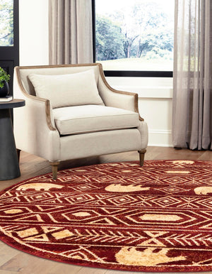 Red 4' 1 x 4' 1 Pioneer Round Area Rug