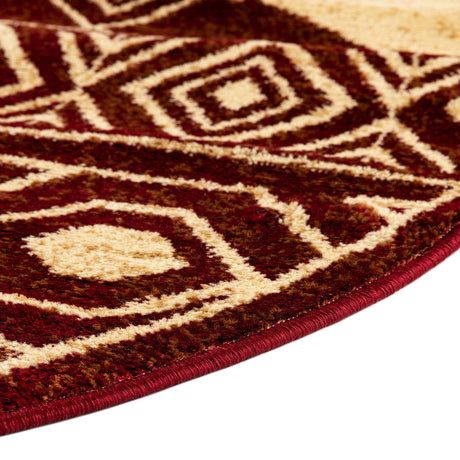 Red 7' 10 x 7' 10 Pioneer Round Area Rug Classic Southwestern Motif Durable Stain Resistant Easy Clean Carpet for Traditional Interior Decor for Sale at Rug Engine