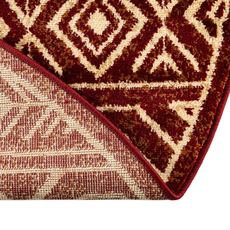 Red 4' 1 x 4' 1 Pioneer Round Area Rug Classic Southwestern Motif Durable Stain Resistant Easy Clean Carpet for Traditional Interior Decor for Sale at Rug Engine