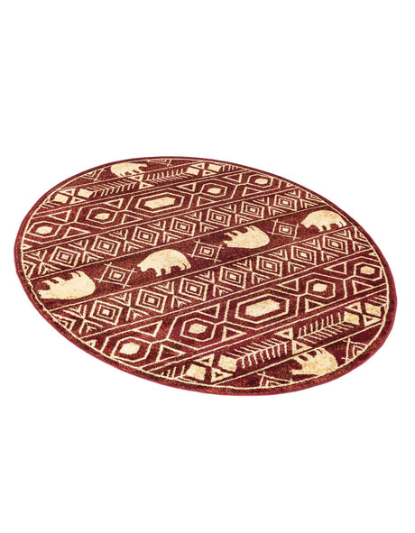 Red 5' 3 x 5' 3 Pioneer Round Area Rug Classic Southwestern Motif Durable Stain Resistant Easy Clean Carpet for Traditional Interior Decor for Sale at Rug Engine