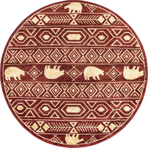 Red 5' 3 x 5' 3 Pioneer Round Area Rug