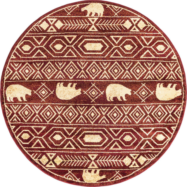 Red 5' 3 x 5' 3 Pioneer Round Area Rug
